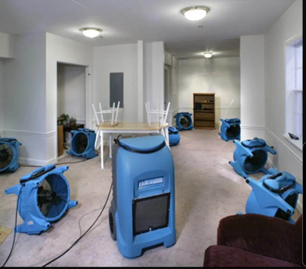 Air movers and dehumidifier setup for Water Extraction & Removal in Sayre
